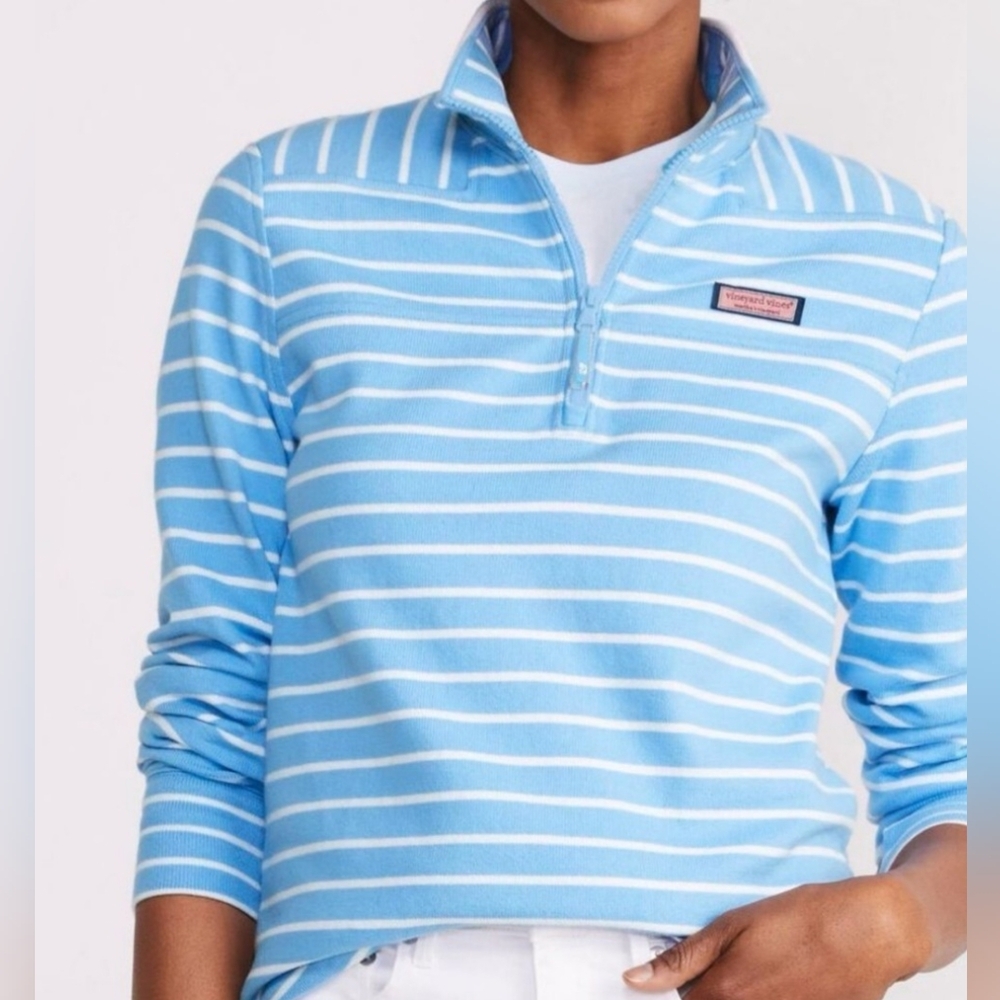 VINEYARD VINES Brushed Terry Americana Shep Shirt in Stripe Ocean Breeze
